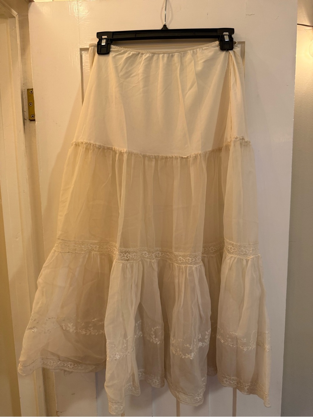 Cream Tiered Maxi Skirt - Lightweight Flowing Design vintage petticoat